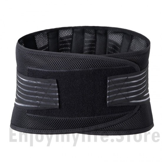 Dual Adjustable Straps Stabilizing Lower Back Brace Lumbar Support Belt Breathable Mesh Panels with 5 Steel Panel