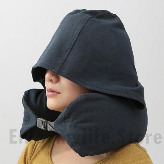 Portable Cotton U Shape Travel Pillow with Hood Portable Cotton U Shape Travel Pillow with Hood